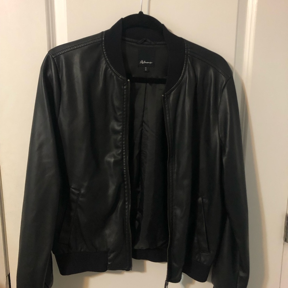 Faux leather bomber jacket